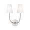 Z-Lite Shannon Wall Sconce, 2-Light, 12.75 In.W x 7.25 In.L x 17 In.H, Brushed Nickel/white 3040-2S-BN - alternate 3